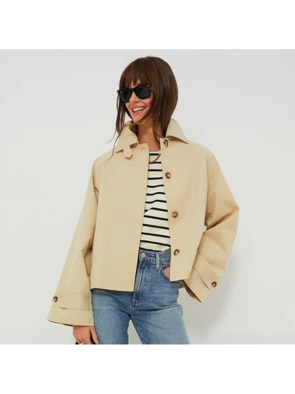 TUCKERNUCK Khaki Drew Cropped Trench Coat XS